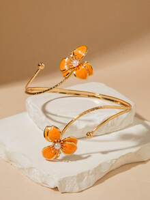 1件极简主义金属树脂樱花仿珍珠手链，独特礼物，适合女性海滩度假 - 30047-ab-G-1 - 查看 4