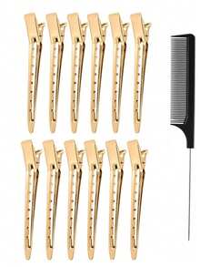 20 st. hårspännen med stylingkam, 3,5 tums hårspännen i metall med krokodilmönster, hårspännen i metall med lockar, hårspännen i metall, näbbspännen, med 1 st. stjärtkam, för kvinnor, frisör och smink - Multifärgad - Visa 13