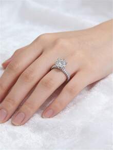 1 chiếc nhẫn thời trang cá nhân hóa dành cho nữ - Phụ kiện sang trọng, tinh tế - Nhẫn đính đá Zirconia - Trang sức ít gây dị ứng, thích hợp đeo hàng ngày, kỷ niệm ngày cưới hoặc quà tặng. - Bạc - Xem 2