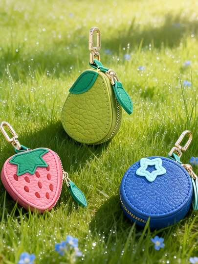 Fruit-Shaped Keychain Coin Purse-Mini AirTag Holder & Jewelry Organizer-Perfect As A Gift For Women, Jewelry Pouch, Can Be Hung On Bags For Easy Access, Bag-In-Bag, Cute Coin Pouch, Mini Fruit Series