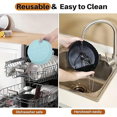 多功能硅胶烤盘 - 兼容空气炸锅，硅胶材质，红灰双色，适用于空气炸锅、烤箱、微波炉，是烘焙鸡翅/薯条/蔬菜的理想选择，多功能厨房烹饪工具！