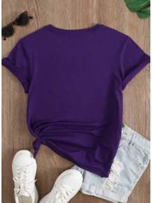 Men's Casual 100% Cotton Soft Crew Neck T-Shirt Daily Wear, High-Quality Plus-Size Pure Cotton Menswear,Mens Cotton T-Shirt, Paris Graphic Design, - 紫色 - 查看 5