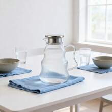 1650ml High Borosilicate Glass Cold Water Pitcher / Vertical Striped Elegant Design / Home Iced Water Carafe / Juice Pitcher - Clear - View 4