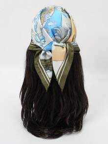 1pc New Arrival Bandana With Fashionable Fresh Geometric Print Pattern, Neckerchief Headscarf - Multicolor - View 5