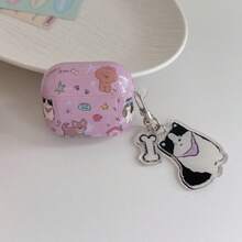 Cartoon Puppy Earphone Case, House Printed Earphone Cover, IMD Purple Bluetooth Earphone Protective Case, Suitable For AirPods 1/2/3/4/Pro - Purple - View 7