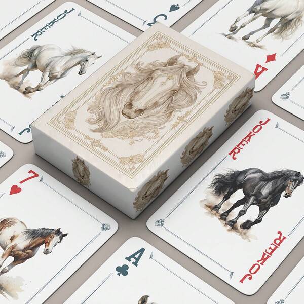 YFOPEN Running Horse Playing Cards, Novelty Collectible Cards, Horse Themed Poker Deck, Each Card With Unique Pattern, Durable Material, Suitable For Theme Parties, Masquerade Balls, Collecting Cards, Board Games, Gift Cards