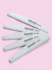 3支装新月形100/180目专业指甲锉，双面灰白指甲抛光块，美甲工具，用于修整和打磨指甲 - 灰色 - 查看 2