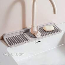 硅胶水龙头防溅罩，水龙头防滑垫，加长硅胶水槽垫，适用于厨房、浴室、洗衣房、农舍、酒吧和房车 - 彩色 - 查看 11