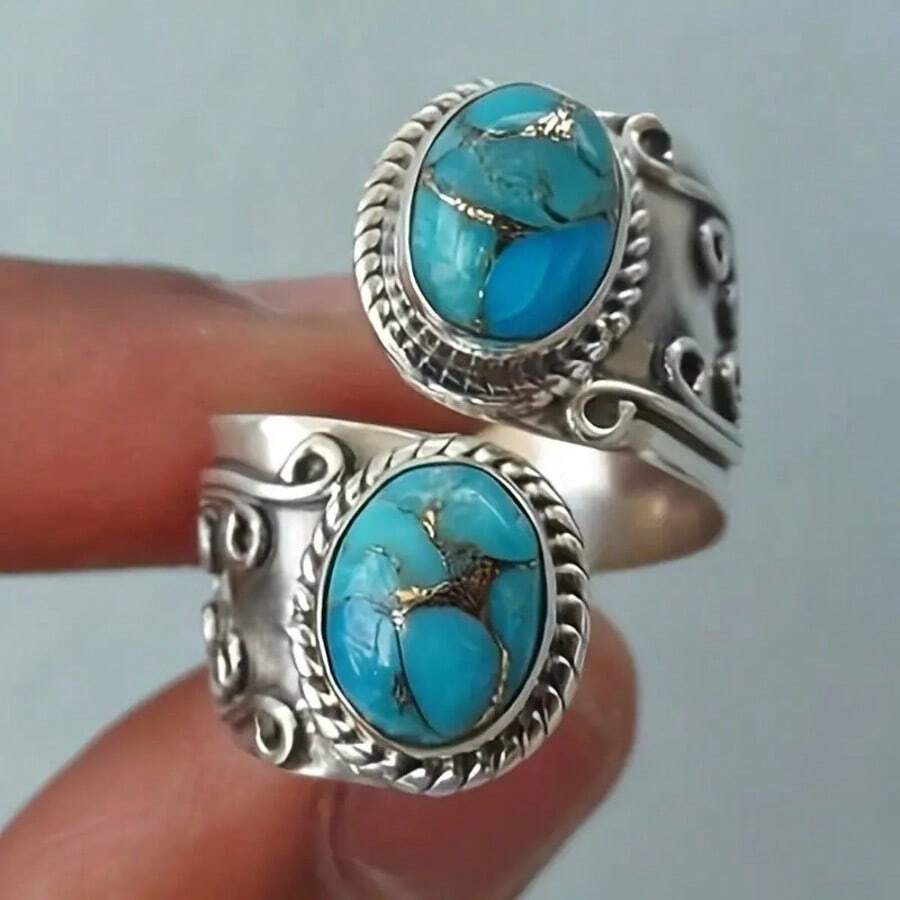 1 Miếng Đúng mốt Creative Phong cách Bohemian Retro Nhẫn Với Thiết kế độc nhất - Màu Bạc Cổ - Xem 1