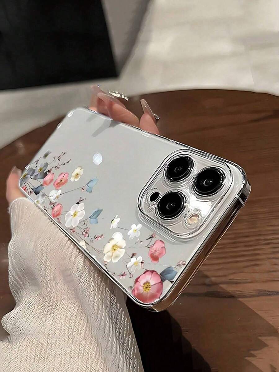 1 Piece Colorful Half Flower Personalized Pattern All-Inclusive Transparent TPU Phone Protective Case For IPhone 11 12 13 14 15 16Promax Xr 78Plus For Series,International Version, Not The Domestic Version - Multicolor - View 1