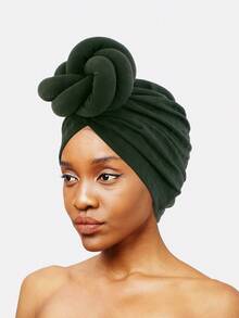 1pc Women's 3D Braided Arabic Turban Hat, Versatile Headwear - Dark Green - View 16