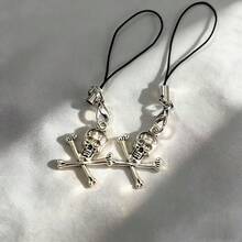 1/2 chiếc mặt dây chuyền hình đầu lâu Halloween cổ điển, phụ kiện điện thoại thông minh đa năng, mặt dây chuyền cá nhân hóa sáng tạo, có thể treo trên túi xách hoặc móc chìa khóa. - Bạc - Xem 6