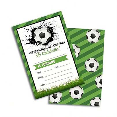 10/30张足球主题生日邀请函，足球运动派对邀请函，生日派对邀请卡，派对用品和装饰邀请函，节日邀请函