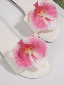 Sandal đế bằng một quai kiểu Pháp trang trí hoa, thích hợp cho hẹn hò, mua sắm, tụ họp, tiệc tùng, đi làm, công sở, mùa hè. - Màu Hồng Tươi - Xem 6