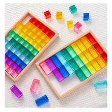 1 Set Kit de Cubo Prisma Arcoíris - Bloques de construcción de acrílico transparente para juegos de luz y sombra, diseño espacial y alivio del estrés, adecuado para adolescentes y adultos como decoración moderna de escritorio - Multicolor - Ver 7