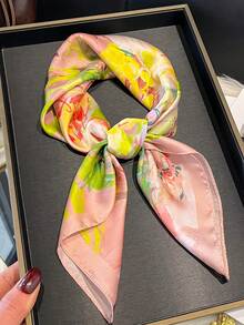 1 chiếc khăn vuông 27,6 inch in họa tiết hoa sơn dầu trang nhã, đa năng có thể dùng làm khăn bandana, băng đô, thắt lưng, phụ kiện, khăn lụa thời trang cho sử dụng hàng ngày, đi biển, nghỉ lễ. - Nhiều màu - Xem 2