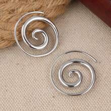 Unisex Simple Spiral Hoop Earrings - Silver - View 5
