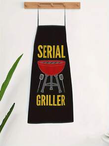 [Durable Design] Adjustable Cooking Apron For Grill - Black With Red Pattern, Suitable For Men And Women, Retro Style, Suitable For Home And Outdoor Cooking, Durable Fabric, Barbecue Apron - 60*80cm - View 9