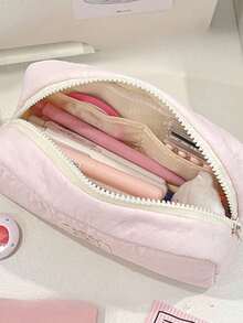 1个大容量简约铅笔盒 - 米色，学校和办公室收纳包，带笔槽和马克笔槽，耐用便携收纳袋，适合学生、教师、专业人士 - 兼容钢笔、铅笔、荧光笔 - 彩色 - 查看 7