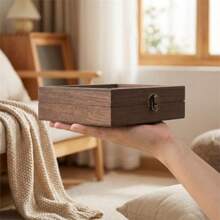 Small Wooden Ring And Earring Organizer Box Case Display Case With HD Glass Lid Velvet Lining Organizer For Women Rings Earrings Bracelets Brooches Compact Size Jewelry Box For Traveling - 紫丁香色 - 查看 3