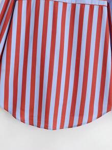 Camisa de cuello alto con lazo a rayas, adecuada para primavera y otoño - Multicolor - Ver 7