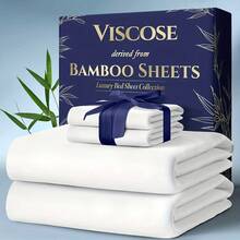 Sheet&Joy 4pcs Bamboo Cooling Bedding - Extra Deep Pocket Breathable And Cooling - Suitable For Hot Sleepers And Sweats, Pillowcases, Flat Sheet And Fitted Sheet - A Perfect Gift For Family, Queen And King Sizes, Next Day Delivery - 白色 - 查看 8