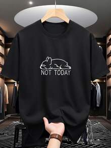 Áo thun tay ngắn cổ tròn in hình chú chó lười biếng, phong cách thường ngày, đa năng, in chữ "NOT TODAY" (Không phải hôm nay) - màu đen - Xem 1