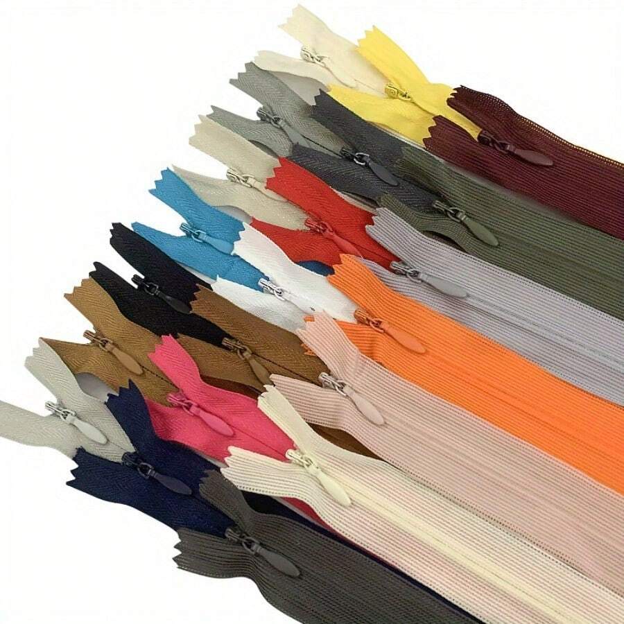 20pcs #3 Nylon Invisible Zippers, Closed-End Zippers Suitable For Dresses, Clothing Pockets, Bags, Pillows - Multiple Sizes Available