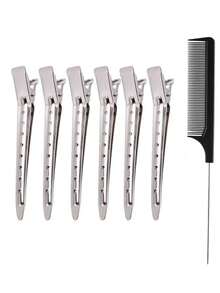 20 st. hårspännen med stylingkam, 3,5 tums hårspännen i metall med krokodilmönster, hårspännen i metall med lockar, hårspännen i metall, näbbspännen, med 1 st. stjärtkam, för kvinnor, frisör och smink - Multifärgad - Visa 20