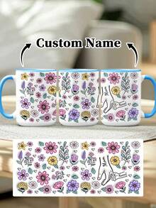 1pc 11oz/15oz Custom Mother's Day Name Mug, Personalized Coffee Cup With Printed Name. The Wrap-Around Pattern On The Mug Can Be Customized With Up To 8 Children Holding Their Mother's Hand. This Mother-Themed Mug With Floral Elements Is An Ideal Gift For Mom And A Unique, Thoughtful Present - 款式9 - 查看 11