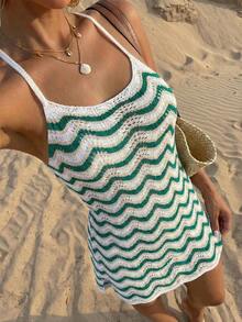 Women's Summer Bohemian Ombre Hollow-Out Sexy Sheer Cover-Up Camisole Mini Dress Vacation Beach - Nhiều màu - Xem 9