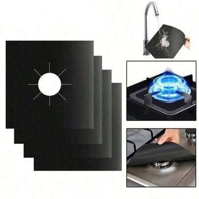 4Pcs Gas Stove Burner Covers, Reusable Stove Top Protectors, Non-Stick Cooker Liner Kitchen Accessories