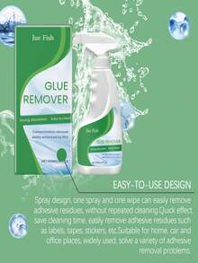 JUE FISH 胶水去除剂；胶水和粘合剂去除剂；胶水去除喷雾剂能有效溶解各种胶水、胶带残留物和标签粘合剂，轻松恢复清洁表面，且不会损伤汽车、玻璃、塑料和其他材料的表面。适用于包括玻璃、塑料、金属在内的各种表面，不留痕迹。 - 液體 - 查看 7