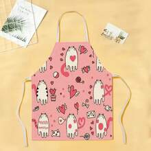 1 chiếc tạp dề hình trái tim họa tiết mèo, tạp dề in hình thời trang ngộ nghĩnh, tạp dề nhà bếp dùng khi nấu nướng, dọn dẹp, tạp dề gia đình sáng tạo. - Nhiều màu - Xem 4