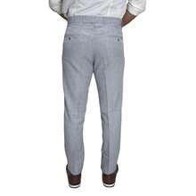 Men's Slim Fit Melange Tailored Trousers - 淺灰色 - 查看 4