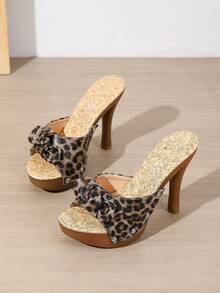 女士舒适厚底高跟凉鞋，百搭夏季时尚粗跟拖鞋 - 杏色 - 查看 6