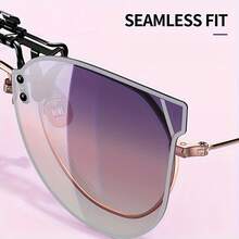 Polarized Lenses Can Be Clipped Onto The Outside Of Stylish Glasses, Unisex Design, Clip-On  Suitable For Driving And Parties, Ideal For Daily Wear And As A Photo Prop, Also A Perfect Gift For Birthdays, Valentine's Day, And Christmas. - 黑色的 - 查看 6