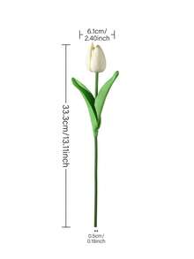 10 Pcs Artificial Flowers, Real Touch Tulips Bouquet For Wedding, Room, Home, Hotel, Party, Event, Valentine's Day, New Year Gift - Milky White - View 4