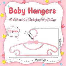 10 móc treo quần áo trẻ em bằng nhựa có nơ, chống trượt, thích hợp để treo quần áo trẻ sơ sinh/trẻ nhỏ, siêu mỏng - Nhiều màu - Xem 3