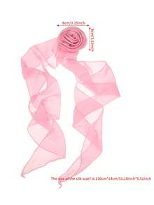 1Pc Rose Flower Chiffon Hair Scrunchie, Gentle Sweet Long Ribbon Hair Accessory, Daily/Party/Date Elegant Hairstyle Ornament Ponytail Holders Hair Elastics Hair Rubber Bands Hair Rope Elastic Hair Tie - Multicolor - View 3