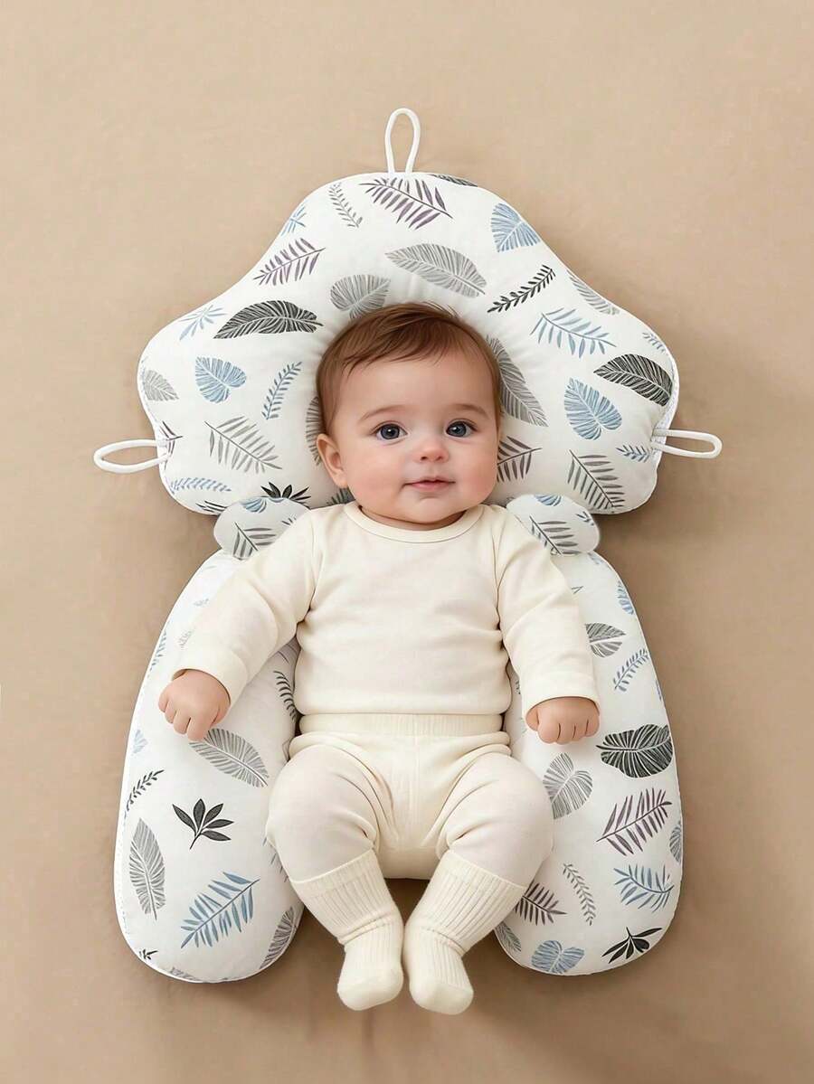 新款婴儿枕，柔软婴儿枕，防扁头枕，双面四季通用婴儿安抚枕，毛绒树叶羽毛设计，新生儿礼物，升级版男女通用婴儿枕
