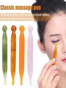 1pc Lymphatic Contour Face & Body Brush - Ergonomic Design With Soft Polyester Bristles, Precise Jawline & Decollete Sculpting, Fragrance-Free Suitable For All Light Skin Tones, Lymphatic Massage Tool - Ginger - View 3