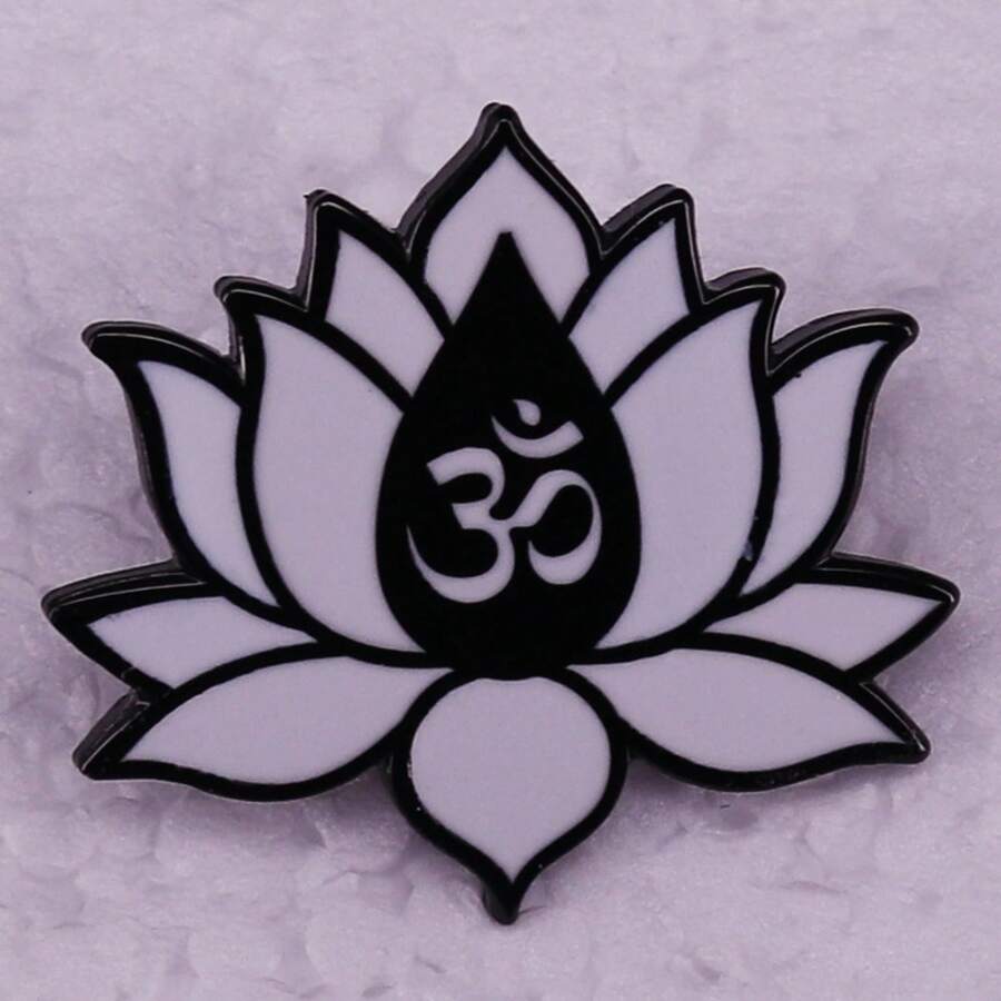 Yoga Lotus OM Lapel Hard Enamel Pin Spiritual Badge Jewelry Decoration - 黑 - 查看 1