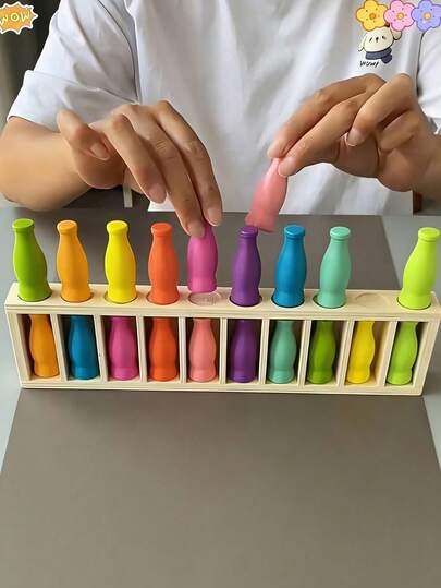 21件套颜色配对瓶盖游戏，彩色瓶盖策略棋盘游戏。适合家庭游戏之夜、生日派对或万圣节派对。这款益智游戏可以提高青少年和成人的记忆力和问题解决能力。包含20个带彩色瓶盖的瓶子，非常适合团队游戏和策略思考。（瓶子颜色随机）