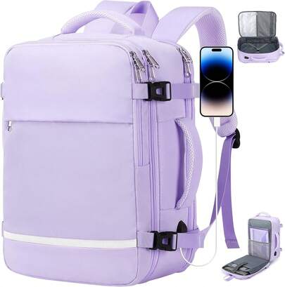 Mochila de Viaje Mujer Hombre, Mochila para Portátil con USB Puerto, mochila de transporte como artículo personal por vuelo, mochila para portátil de 17.3 pulgadas