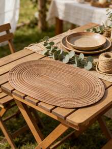 Bộ 1/4/6 tấm lót bàn hình bầu dục dệt, kiểu Bohemian, tối giản và thời trang, lót máy pha cà phê, đế lót ly chống trượt chịu nhiệt, thích hợp cho đám cưới, tiệc tùng, ngày lễ, dã ngoại, tiệc sinh nhật. - Nhiều màu - Xem 5