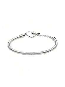 PANDORA 心形丁字扣 鏈扣蛇形手鍊基本款DIY蛇骨手鍊情侶基礎925銀手鍊女友禮物生日禮物聖誕節禮物母親節禮物 - 銀色 - 查看 5