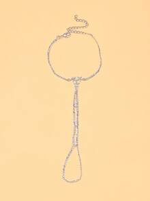 1枚优雅水钻花朵连指戒指，时尚珠宝，送给朋友的礼物 - 三葉花連指手鍊 - 查看 8