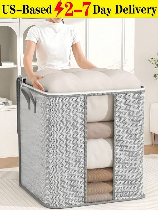 Gray Storage Bag, Large Capacity Moving Bag, Camping Picnic Sundries Bag, Wardrobe Storage Organizing Bag, Seasonal Clothes Storage Bag, Foldable Portable Storage Bag Decorations Decor Festival Decor Room Decor Home Decor Bed Room Decor Bedroom,