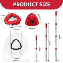 Spin Mop Replacement Set For O-Ceda EasyWring 1-Tank System Includes 2 Mop Head Replacement 1 Mop Handle 30-58in Adjustable 4-Section Pole 1 Scrubber Head 1 Spin Base - 紅白 - 查看 3